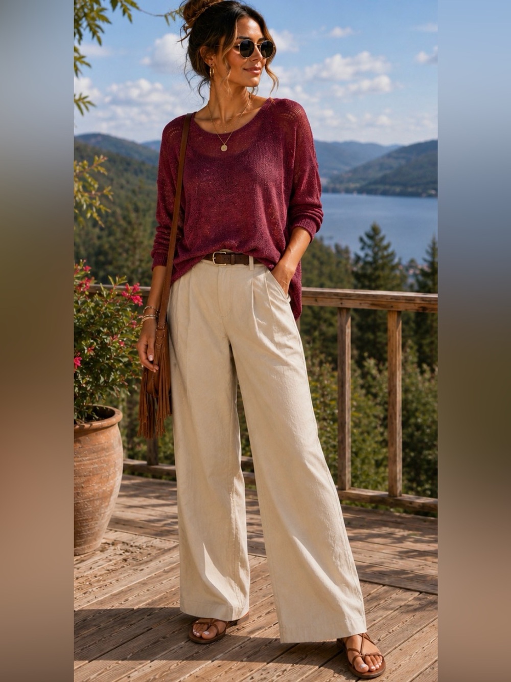 Uniqlo Cream Wide-Leg Trousers
